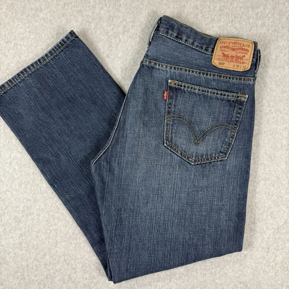 Vintage Levis 569 Jeans Mens 36x32 Blue Loose Straight Denim Cotton Baggy Y2K - Picture 3 of 9